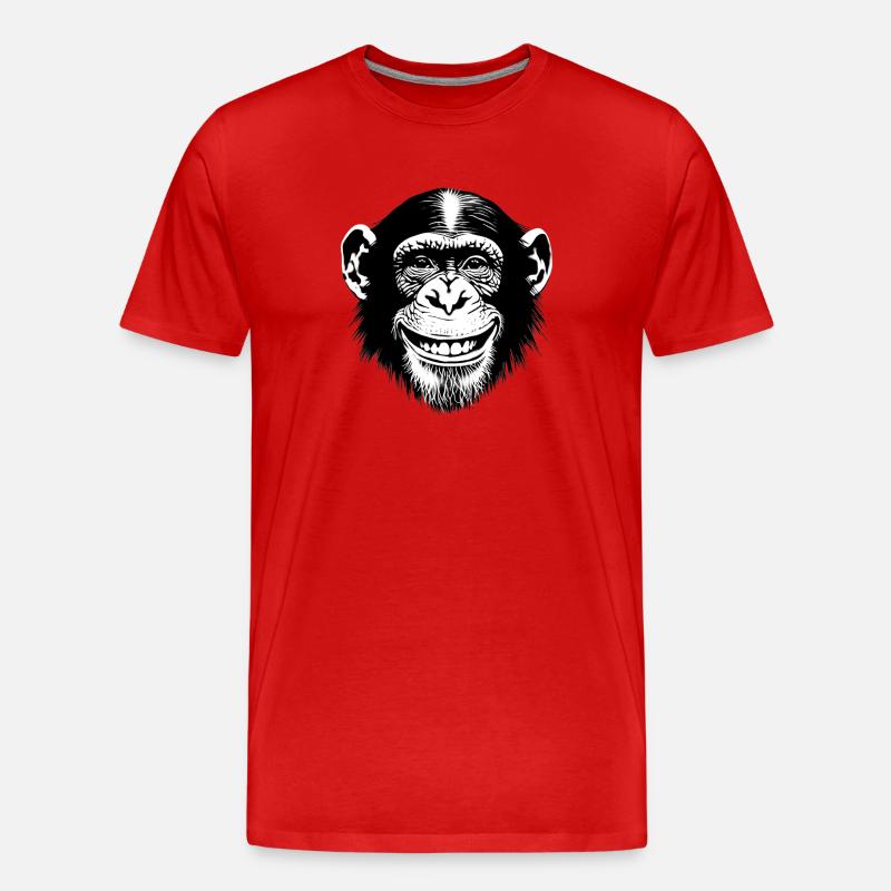 Lachender Affe Schimpse freut sich - Männer Premium Bio T-Shirt - Rot