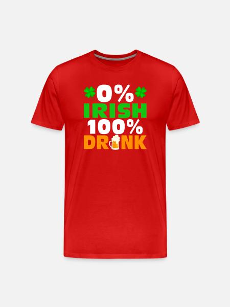 0 % Irish 100 % Drunk - Men's Premium Organic T-Shirt - red