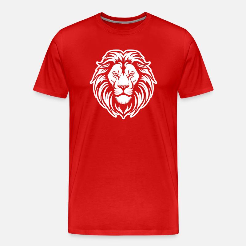 Löwe Kopf - Männer Premium Bio T-Shirt - Rot