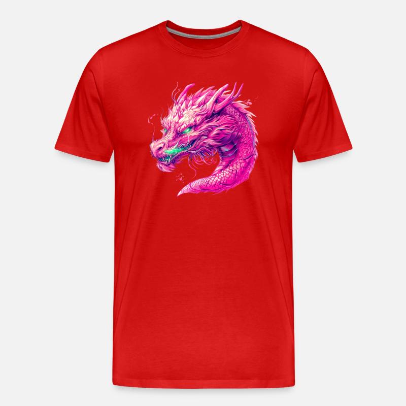 Pinker Drache - Männer Premium Bio T-Shirt - Rot
