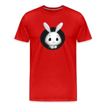 Lapin blanc Lapin - T-shirt bio Premium Homme - rouge - Devant - Damien (186cm)
