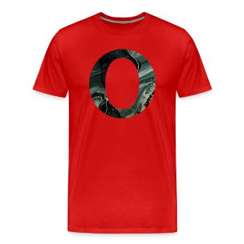 Lettre o marbré vert - T-shirt bio Premium Homme - rouge - Devant - Damien (186cm)