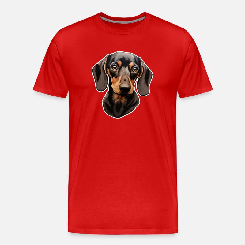 Dackel oder Dachshund - Männer Premium Bio T-Shirt - Rot