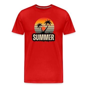 Tropical Serenity: A Sunset Symphony - Men's Premium Organic T-Shirt - red - Front - Damien (186cm)
