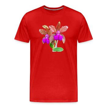 Orchid Cattleya Hybrid Bronze Blossom Orchids - Men's Premium Organic T-Shirt - red - Front - Damien (186cm)