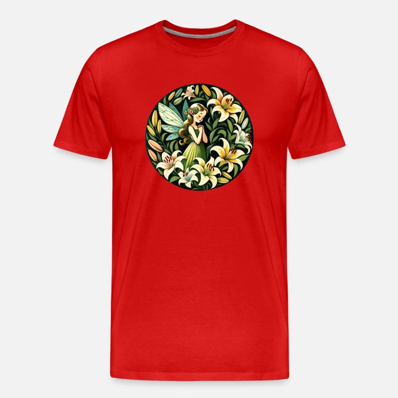 Lilien-Fee - Männer Premium Bio T-Shirt - Rot