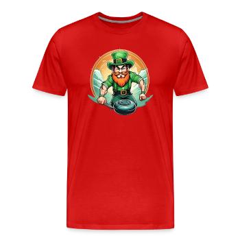 Curling Trèfle de la Saint-Patrick - T-shirt bio Premium Homme - rouge - Devant - Damien (186cm)