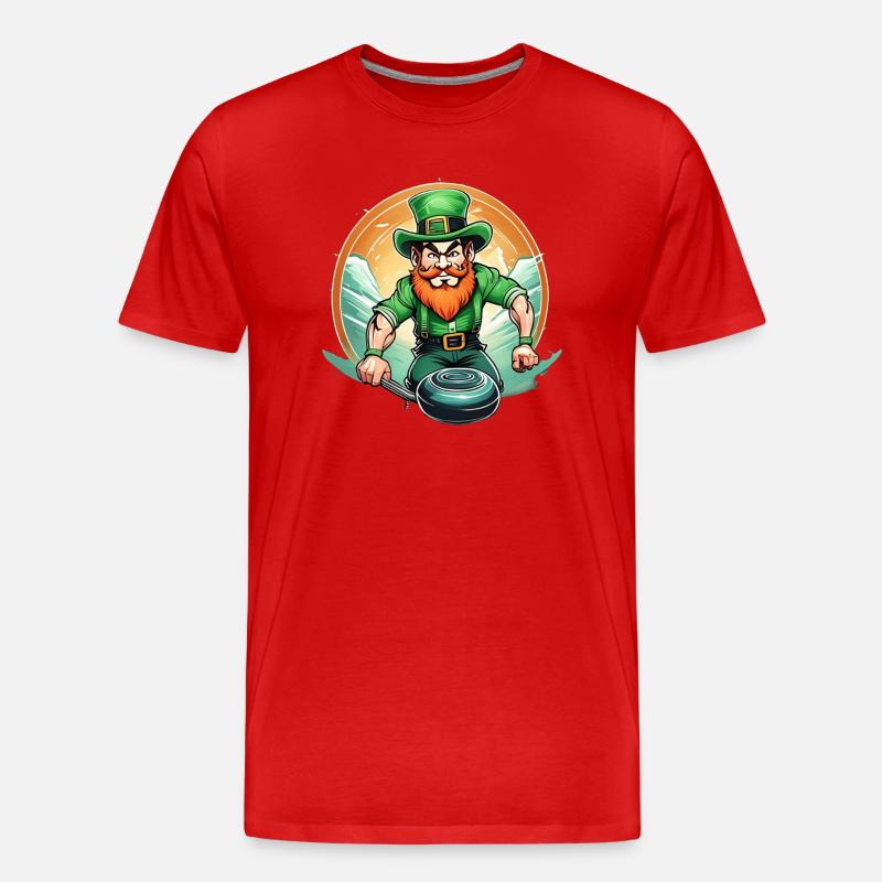 Curling Trèfle de la Saint-Patrick - T-shirt bio Premium Homme - rouge