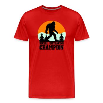 big foot social distancing - Men's Premium Organic T-Shirt - red - Front - Damien (186cm)