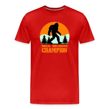 big foot social distancing - Männer Premium Bio T-Shirt - Rot - Vorne - Damien (186cm)