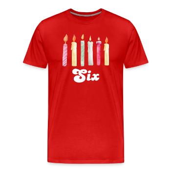 Kerze zum 6. Jahrestag - Männer Premium Bio T-Shirt - Rot - Vorne - Damien (186cm)