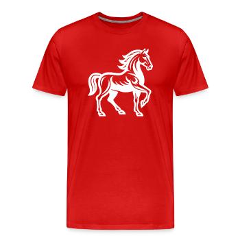 Sabot levé - Cheval puissant en laisse solide - T-shirt bio Premium Homme - rouge - Devant - Damien (186cm)