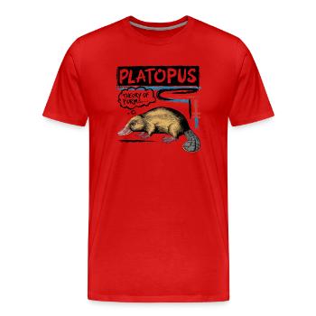 Platopus - Theory of Forms Philosophy - Men's Premium Organic T-Shirt - red - Front - Damien (186cm)