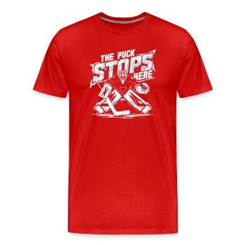 Eishockey-Statement für Verteidiger - Männer Premium Bio T-Shirt - Rot - Vorne - Damien (186cm)