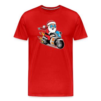 Santa Claus Santa Claus Motorcycle Rider - Men's Premium Organic T-Shirt - red - Front - Damien (186cm)