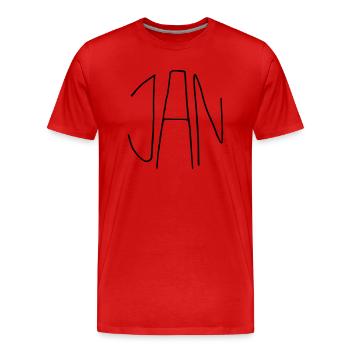 Jan - Männer Premium Bio T-Shirt - Rot - Vorne - Damien (186cm)