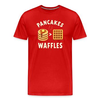 Pfannkuchen über Waffeln - Männer Premium Bio T-Shirt - Rot - Vorne - Damien (186cm)