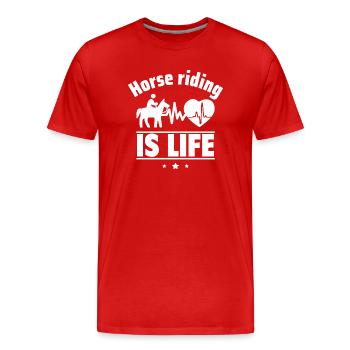 Reiten ist das Leben,Reiten, Reiter, Pferde - Männer Premium Bio T-Shirt - Rot - Vorne - Damien (186cm)