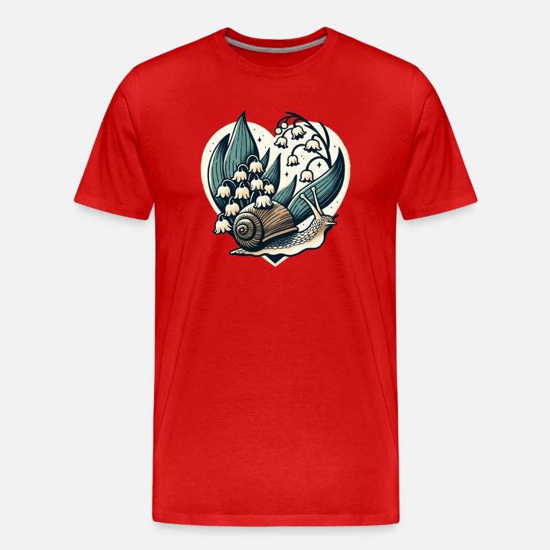 Cottagecore Schnecke und Maiglöckchen - Männer Premium Bio T-Shirt - Rot