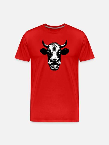 Grinning Cow - Men's Premium Organic T-Shirt - red