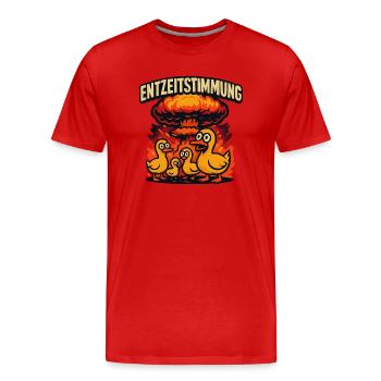 Entzeitstimmung - Männer Premium Bio T-Shirt - Rot - Vorne - Damien (186cm)
