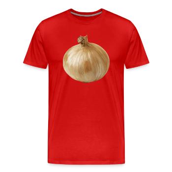 zwiebel - Männer Premium Bio T-Shirt - Rot - Vorne - Damien (186cm)