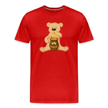 Bär mit Honig - Männer Premium Bio T-Shirt - Rot - Vorne - Damien (186cm)