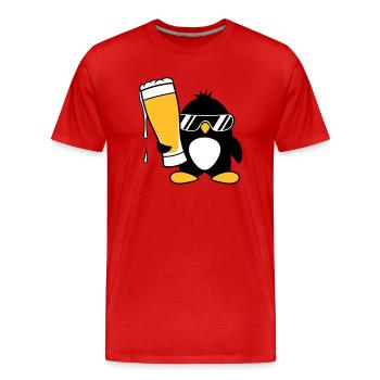penguin sunglasses party celebrate beer alcohol gla - Men's Premium Organic T-Shirt - red - Front - Damien (186cm)
