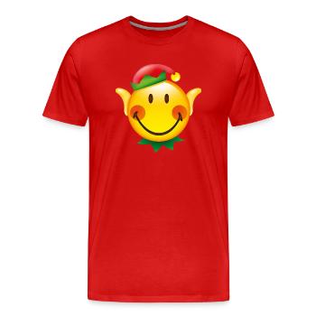 Smiley Glossy Christmas Elf - Men's Premium Organic T-Shirt - red - Front - Damien (186cm)