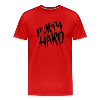 party hard middlefinger - Männer Premium Bio T-Shirt - Rot - Vorne - Damien (186cm)
