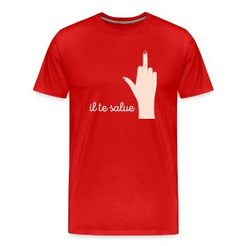 doigt d’honneur demoiselle - T-shirt bio Premium Homme - rouge - Devant - Damien (186cm)