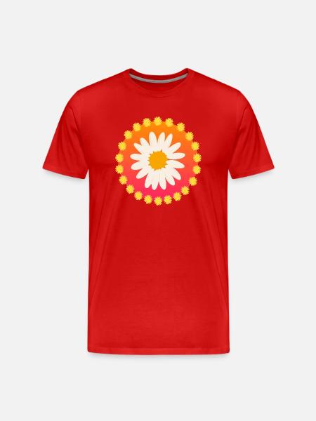 Flower Power 60s 70s Daisy - Men's Premium Organic T-Shirt - red