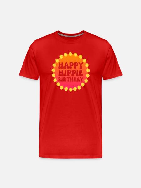 Happy Hippie Birthday - Men's Premium Organic T-Shirt - red