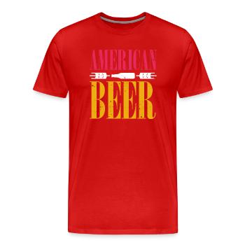 Bière américaine - T-shirt bio Premium Homme - rouge - Devant - Damien (186cm)