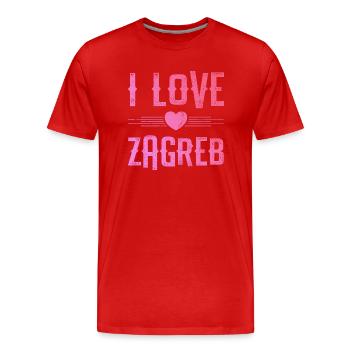 J’aime Zagreb - T-shirt bio Premium Homme - rouge - Devant - Damien (186cm)