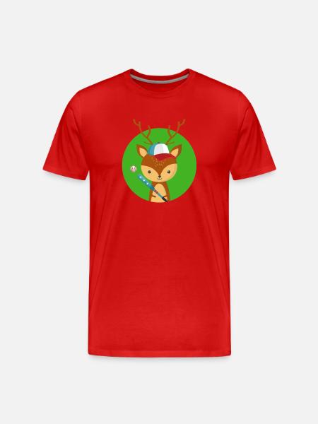 Hirsche und Baseball - Männer Premium Bio T-Shirt - Rot