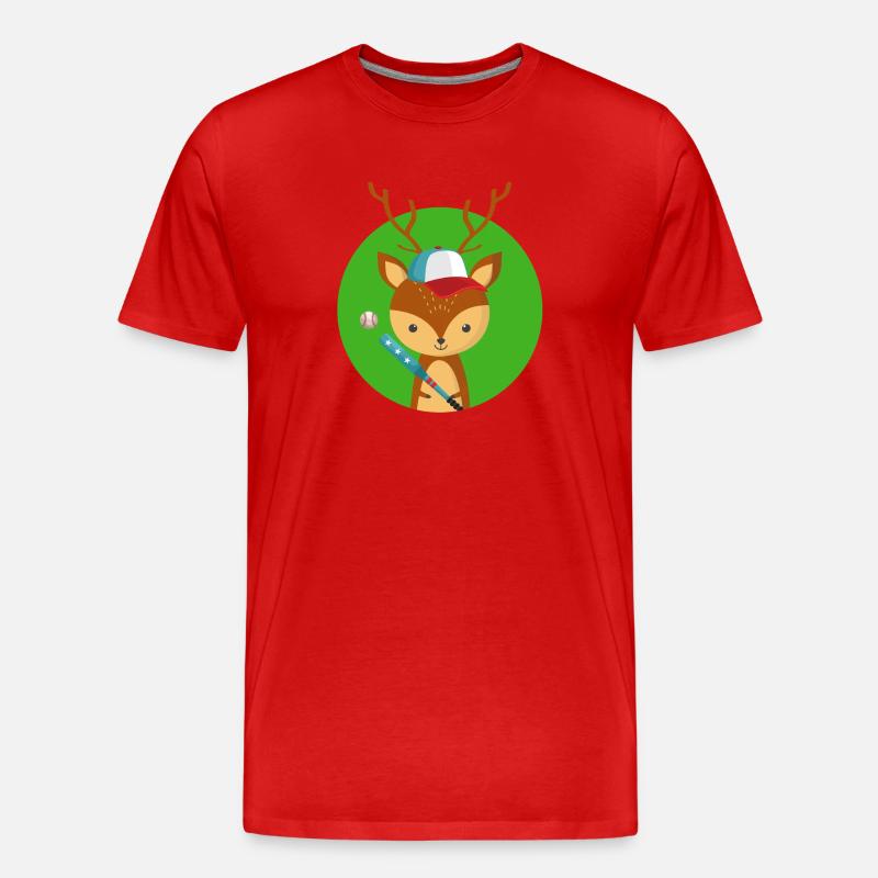 Hirsche und Baseball - Männer Premium Bio T-Shirt - Rot