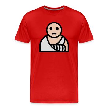 Arm broken plaster bandage - Men's Premium Organic T-Shirt - red - Front - Damien (186cm)