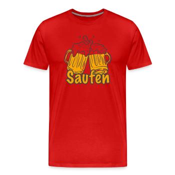 Saufen - Männer Premium Bio T-Shirt - Rot - Vorne - Damien (186cm)