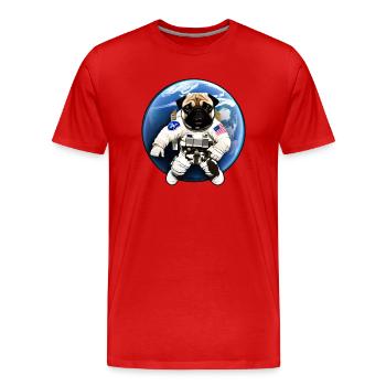 Mops im Weltall - Männer Premium Bio T-Shirt - Rot - Vorne - Damien (186cm)