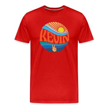 Kevin Chemise Vintage Coucher de soleil Kevin Groovy Tie Dye - T-shirt bio Premium Homme - rouge - Devant - Damien (186cm)