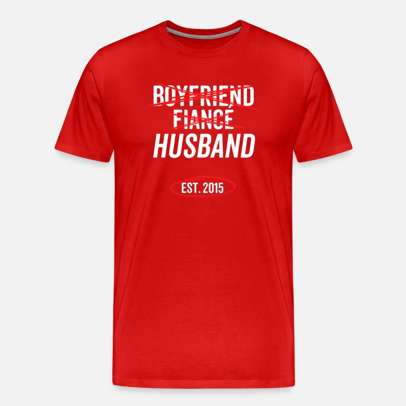Freund Verlobter Ehemann Est 2015 - Männer Premium Bio T-Shirt - Rot
