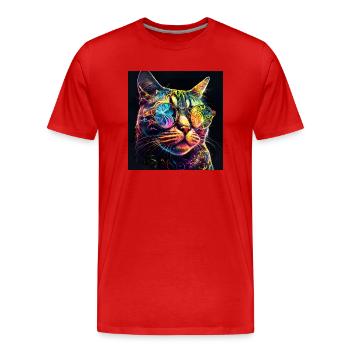 Acid Cat House Music Raven Celebrate Party Festival - T-shirt bio Premium Homme - rouge - Devant - Damien (186cm)
