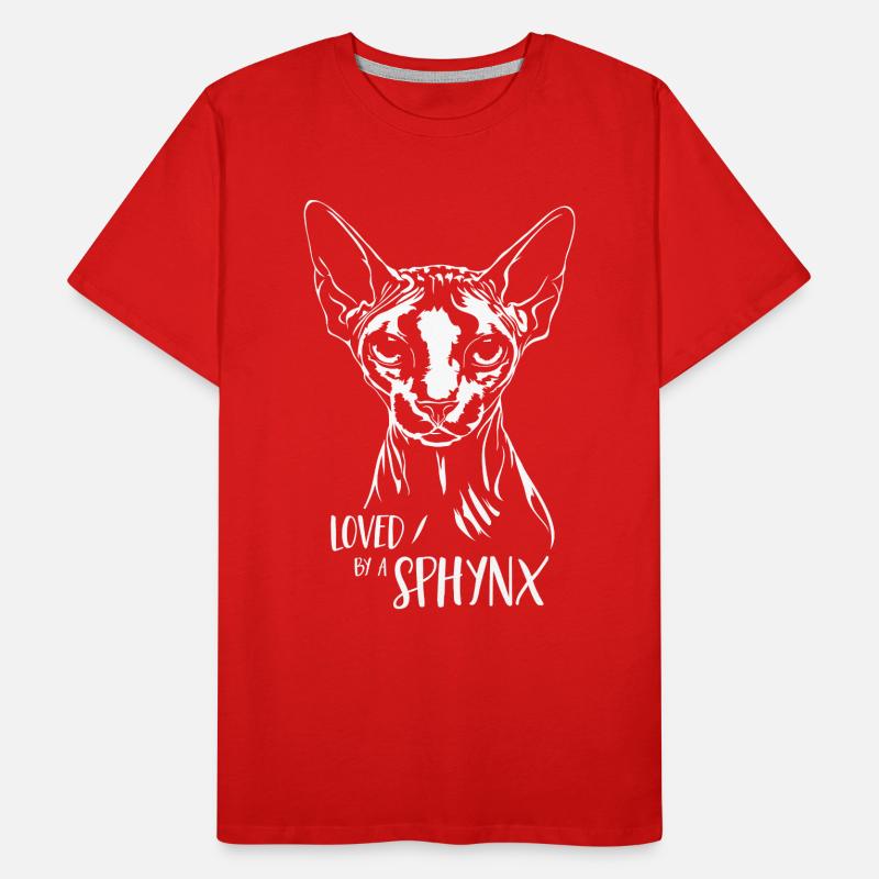 Loved by a Sphynx Katzenspruch Katze Wilsigns Männer Premium Bio T-Shirt