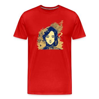 Vietnamese heroine in manga style - Men's Premium Organic T-Shirt - red - Front - Damien (186cm)