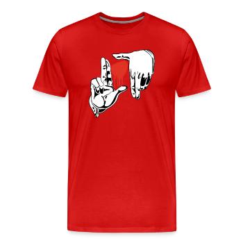 Photographie de cadre à main - T-shirt bio Premium Homme - rouge - Devant - Damien (186cm)