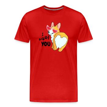 Happy Corgi Dog je t’aime - T-shirt bio Premium Homme - rouge - Devant - Damien (186cm)