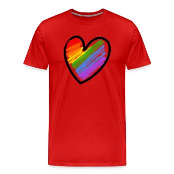 Regenbogenfahne LGBTQ Herz - Männer Premium Bio T-Shirt - Rot - Vorne - Damien (186cm)