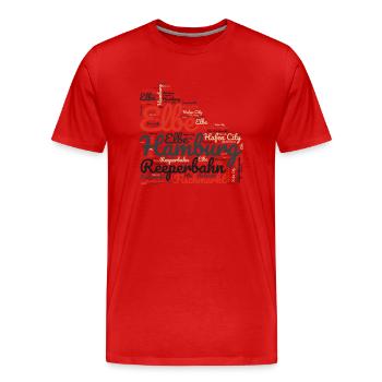 Hambourg Elbe Souvenir Reeperbahn Attraction touristique - T-shirt bio Premium Homme - rouge - Devant - Damien (186cm)
