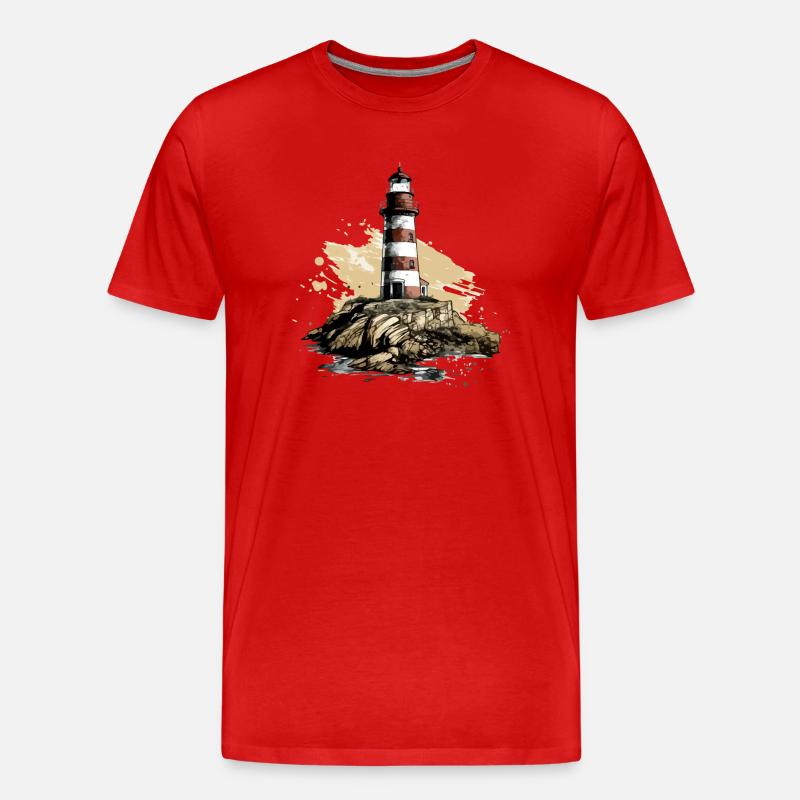 Bretonischer Leuchtturm Nr. 4 - Männer Premium Bio T-Shirt - Rot